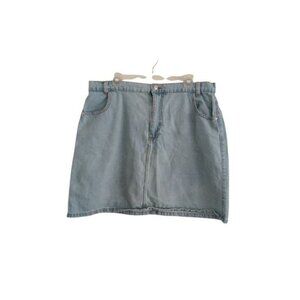 Wednesdays Girl Womens 18 Light Wash Denim Mini Skirt Raw Hem Casual 90s Grunge